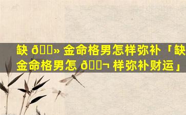 缺 🌻 金命格男怎样弥补「缺金命格男怎 🐬 样弥补财运」